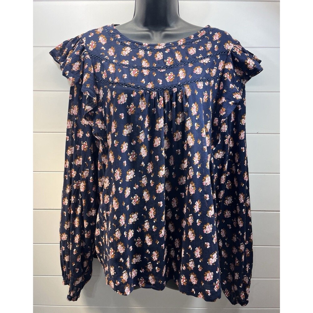 Dip Womens Floral Blouse 100% Organic Cotton Floral Womens XL Cottagecore Boho